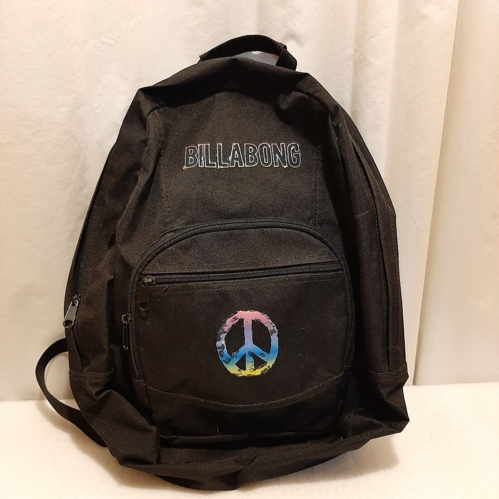 Billabong Backpack Black Rainbow Peace Hippie Logo